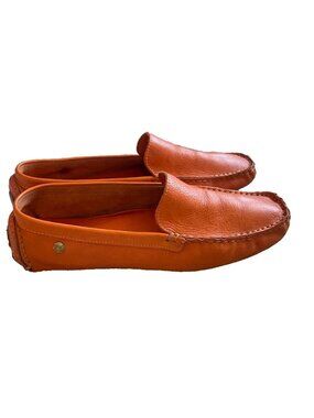 Il Bisonte Driving Loafers Orange Pebbled Leather 39 / 9 Women’s Slip On Shoes